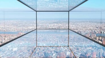 dalle de plancher en verre vue panoramique cloisons fixes